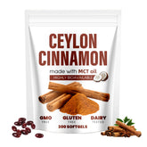 Aevezom Ceylon Cinnamon Softgels bottle pour showing easy-to-swallow capsules for daily use