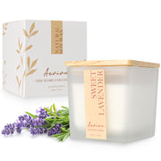 Aeviva Lavender Candle closeup glow enhances calm evenings.