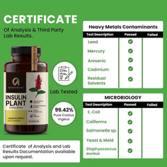 Afiyah Organic Costus Igneus capsules plant-based ingredients highlighted on label.
