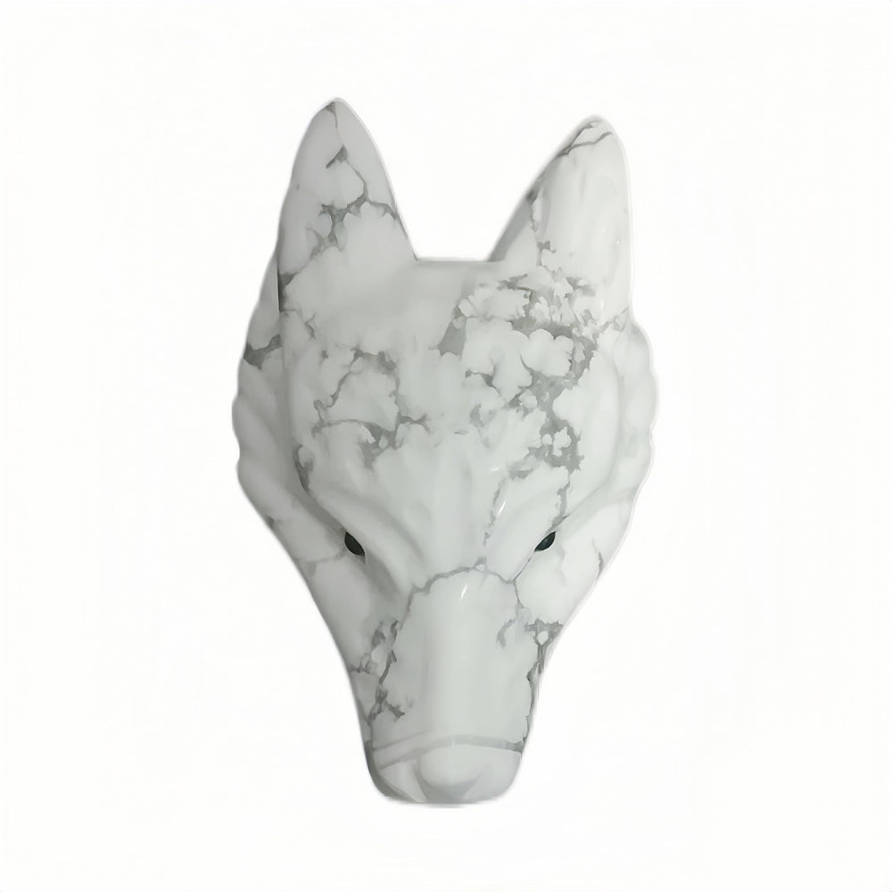Afucats wolf head natural white howlite pendant with unique veining for a one-of-a-kind look.