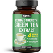 Agami Green Tea Capsules bottle front showing four-month supply for daily energy