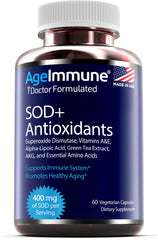 AgeImmune SOD Antioxidants Complex bottle-front highlighting antioxidant support and premium branding