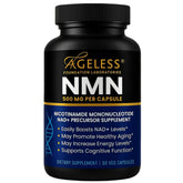 Ageless NMN 500mg bottle front view highlighting daily vitality and premium wellness