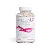 AgelessLX bottle and capsules show convenient daily collagen support for skin and hair.