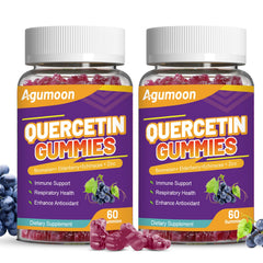Agumoon 2-pack quercetin gummies front view for effortless daily immune support.
