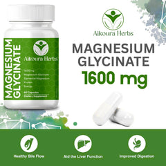 AIKOURA HERBS Magnesium Glycinate 1600mg serving supports daily well-being.