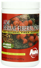 AIM Herbal Fiberblend Raspberry Powder canister on kitchen counter for daily fiber