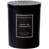 Air Esscentials Green Tea Lemongrass candle close-up label showcasing premium fragrance for calm spaces