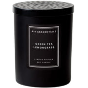 Air Esscentials Green Tea Lemongrass candle close-up label showcasing premium fragrance for calm spaces