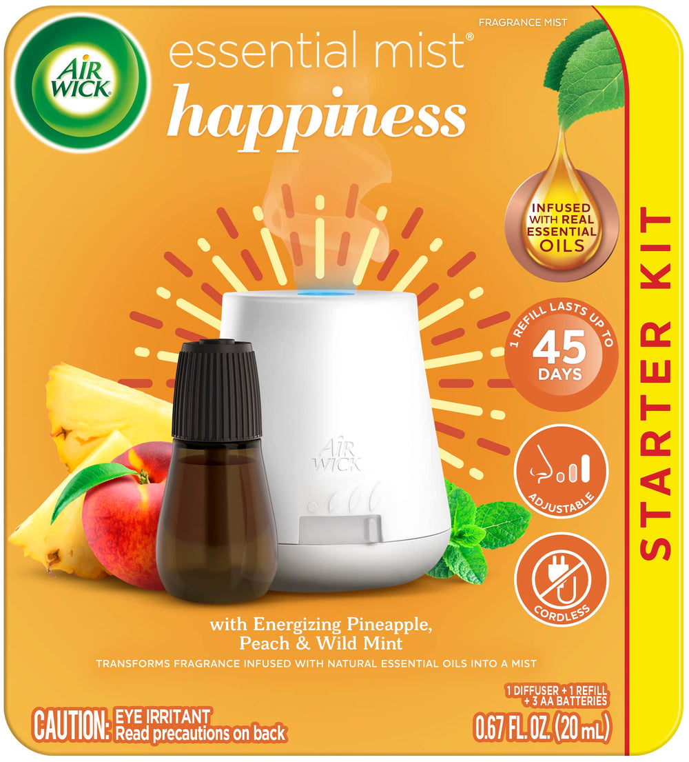 Air Wick Essential Mist starter kit diffuser ready for use with cordless design