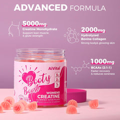 AiVital Creatine Gummies for Women nutrition facts highlighting sugar-free formula.