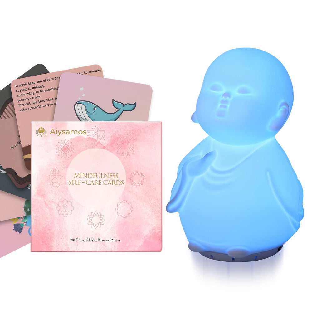 Aiysamos Mindfulness Lamp demonstrates breathing cues to guide calm breathing.