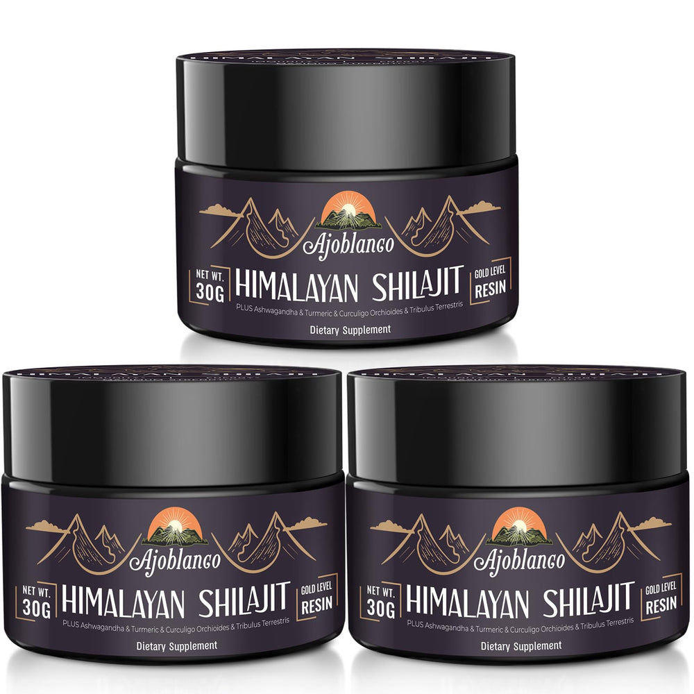 Ajoblanco Himalayan Shilajit Resin bottle ready for daily energy.