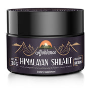 Ajoblanco Shilajit resina Himalaya en bote, pura energía para tu día.