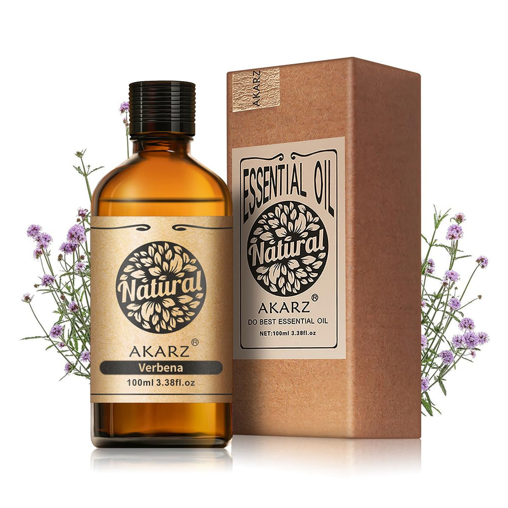 AKARZ Verbena essential oil bottle with amber glass preserves freshness for aromatherapy