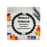 AKDNZ obsidian-tourmaline bracelet 6mm close-up showing protective energy