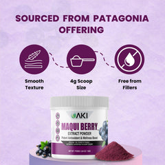 Pouring AKI Maqui Berry powder into a glass for a vibrant smoothie