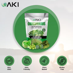 AKI ORGANIC green powder scoop ready to add to smoothies