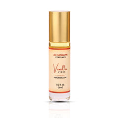 AL HASNAYN Vanilla Vibes bottle closeup for long-lasting fragrance.