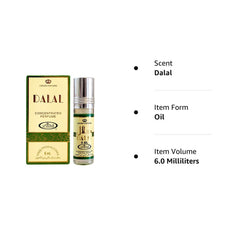 Dalal 6ml packaging is travel-friendly for on-the-go scent.