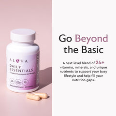 Close-up of Alaya Naturals Daily Essentials tablets highlighting absorption