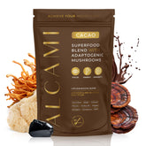 Alcami Elements cacao mushroom coffee bottle for sustained energy and focus.