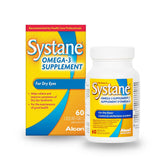 Alcon Systane Omega-3 softgel bottle showing the product for tear film support