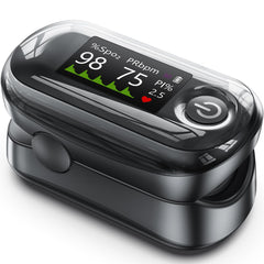 Alecaremed Pulse Oximeter front view, compact for on-the-go SpO2 checks.