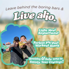 Alio travel-friendly display showing convenient snack for trips