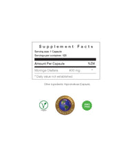 American-made seal on All About Neem Moringa Leaf Capsules signals quality.