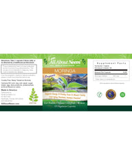 Capsules closeup of All About Neem Moringa Leaf Capsules for convenient daily nutrition.