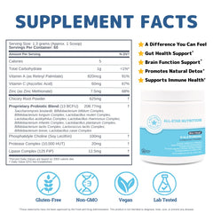All-Star Nutrition Bio-Heal kids serving visual with dosing for digestive comfort