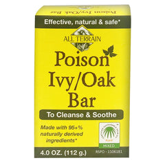 All Terrain Poison Ivy/Oak Bar Soap packaging shown, ideal for outdoor cleansing.