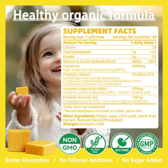Allcoovita colostrum chews pineapple packaging on-the-go for busy days