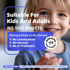 Allcoovita Iron Soft Chews 60-count pack, convenient on-the-go iron support.