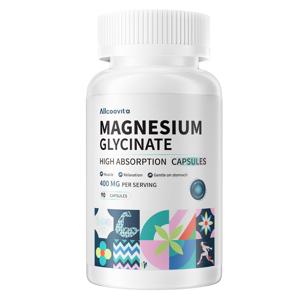 Allcoovita Magnesio Glicinato 400 mg en bote para uso diario y absorción suave.