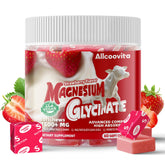 Allcoovita masticables de magnesio glicinato, sabor fresa, en botella.