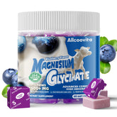 Allcoovita Magnesium Glycinate Soft Chews blueberry bottle for daily calm support.
