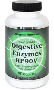 Allegany Nutrition HP90V bottle front view, plant-based capsules for daily vegan support.