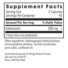 Bottle close-up highlighting pure sweet wormwood extract and allergen-free formulation