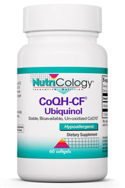 Allergy Research Group CoQH-CF bottle promotes easy daily ubiquinol supplementation for energy support.