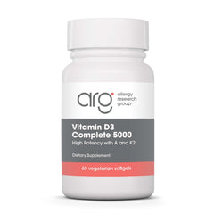 Allergy Research Group Vitamin D3 Complete bottle front with 60 veggie softgels for daily balance