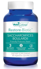 Nutricology Allergy Research Group Essential-Biotic Saccharomyces bottle supports probiotic establishment.