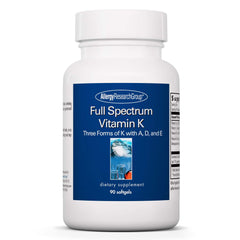 Allergy Research Group Full Spectrum Vitamin K bottle shown for daily wellness use.