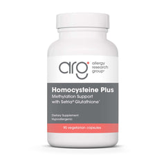 Allergy Research Group Homocysteine Plus bottle pour showcases easy daily use for supporting cardiovascular health.
