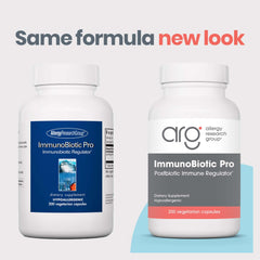 ImmunoBiotic Pro capsules closeup highlights easy-to-swallow vegetarian capsules for immune support.