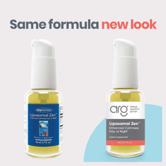 Allergy Research Group Liposomal Zen label close-up featuring GABA and L-Theanine ingredients