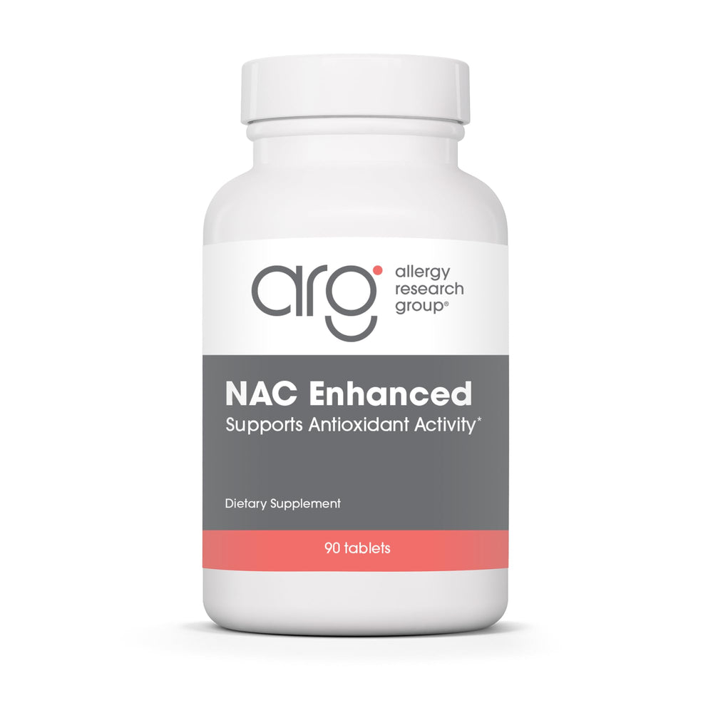 Allergy Research Group NAC Enhanced bottle front shows packaging for immune support.