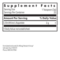 Powder label close-up showing ingredients and quality controls for the product.