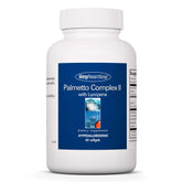 Allergy Research Group Palmetto Complex II bottle emphasizing prostate support benefits